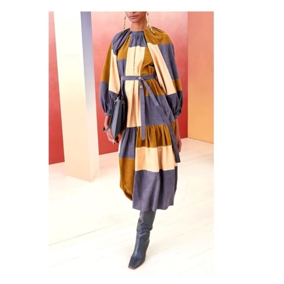 Ulla Johnson Dresses & Skirts - New! Rare ULLA JOHNSON Bernadine Patchwork Lambskin Suede Leather Midi Dress